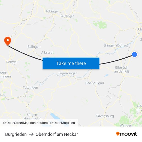 Burgrieden to Oberndorf am Neckar map