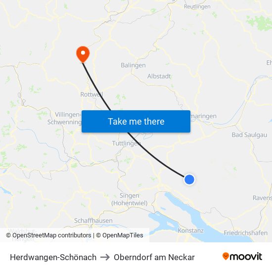 Herdwangen-Schönach to Oberndorf am Neckar map