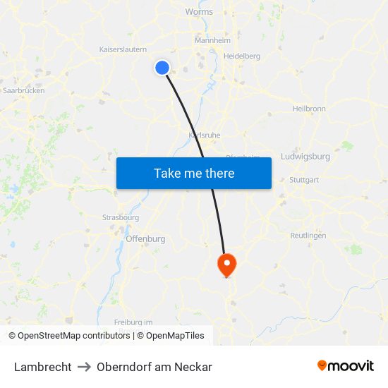 Lambrecht to Oberndorf am Neckar map