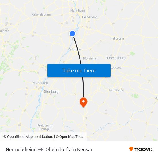 Germersheim to Oberndorf am Neckar map