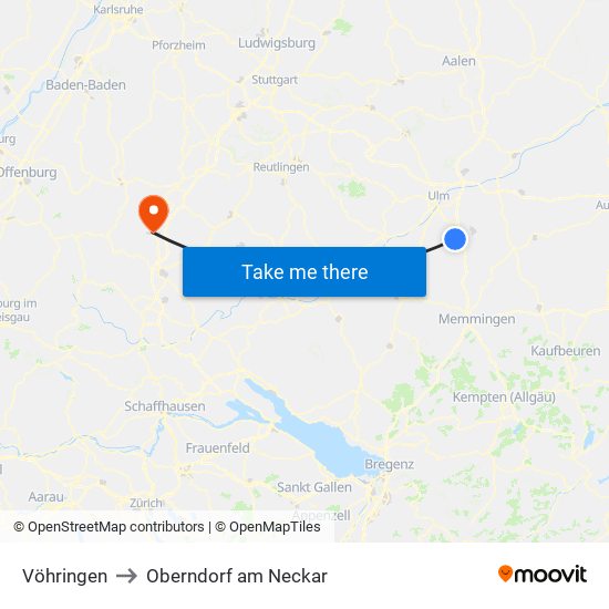Vöhringen to Oberndorf am Neckar map