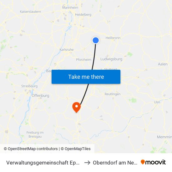 Verwaltungsgemeinschaft Eppingen to Oberndorf am Neckar map