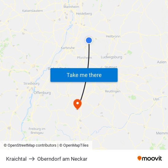 Kraichtal to Oberndorf am Neckar map