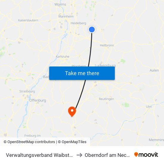 Verwaltungsverband Waibstadt to Oberndorf am Neckar map