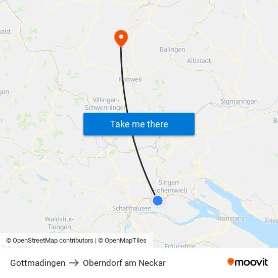 Gottmadingen to Oberndorf am Neckar map