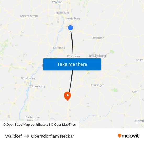 Walldorf to Oberndorf am Neckar map