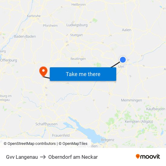 Gvv Langenau to Oberndorf am Neckar map
