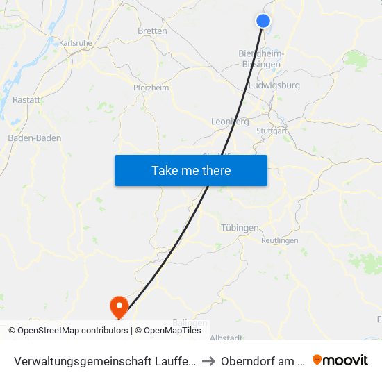 Verwaltungsgemeinschaft Lauffen am Neckar to Oberndorf am Neckar map