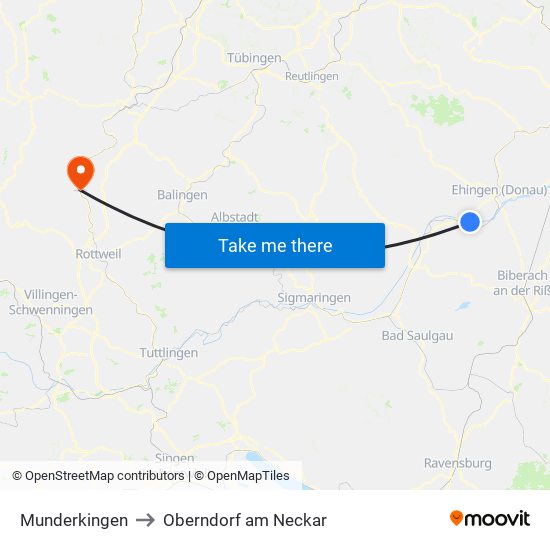 Munderkingen to Oberndorf am Neckar map