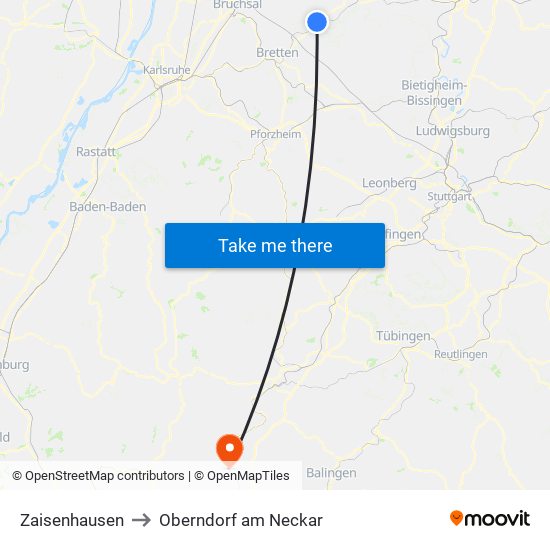 Zaisenhausen to Oberndorf am Neckar map