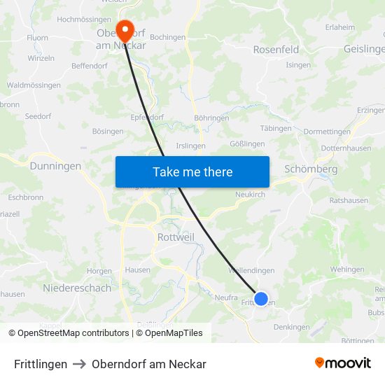 Frittlingen to Oberndorf am Neckar map