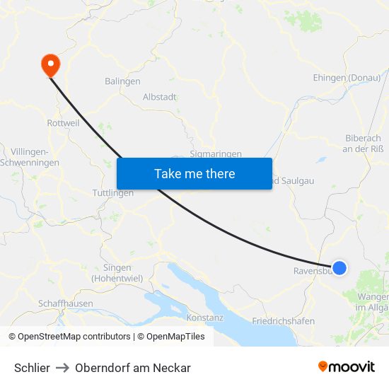 Schlier to Oberndorf am Neckar map