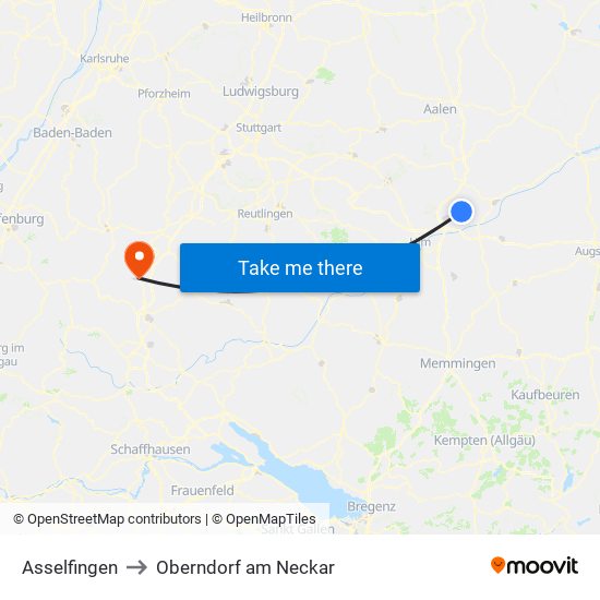 Asselfingen to Oberndorf am Neckar map