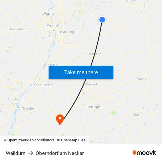 Walldürn to Oberndorf am Neckar map