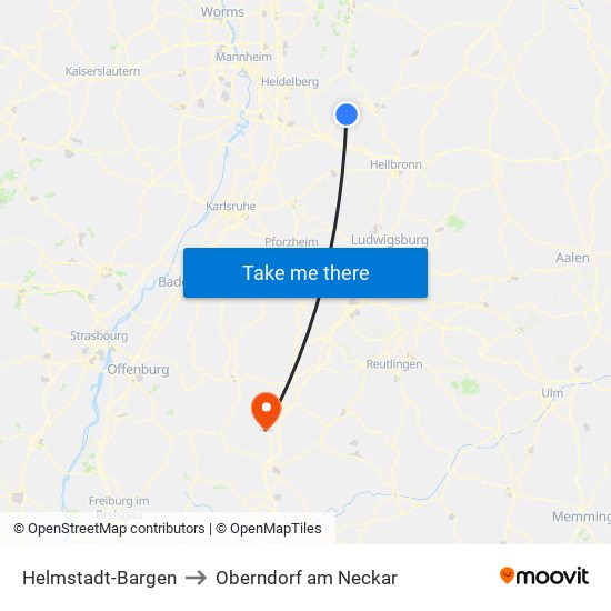 Helmstadt-Bargen to Oberndorf am Neckar map