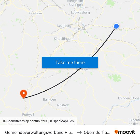 Gemeindeverwaltungsverband Plüderhausen-Urbach to Oberndorf am Neckar map