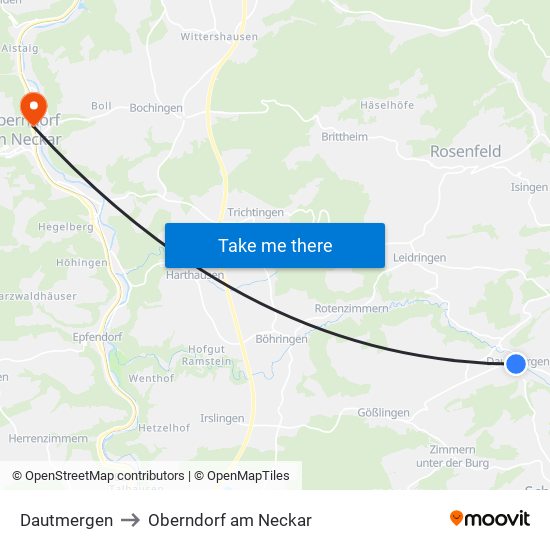 Dautmergen to Oberndorf am Neckar map