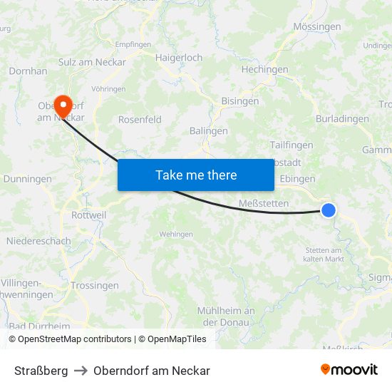 Straßberg to Oberndorf am Neckar map