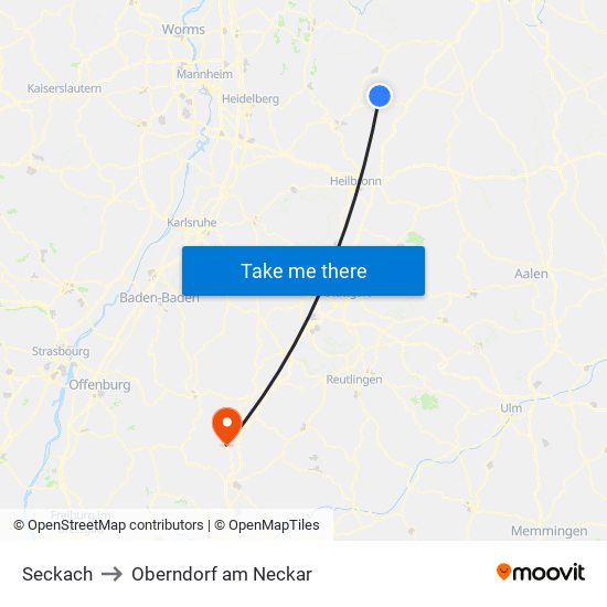 Seckach to Oberndorf am Neckar map