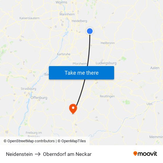 Neidenstein to Oberndorf am Neckar map