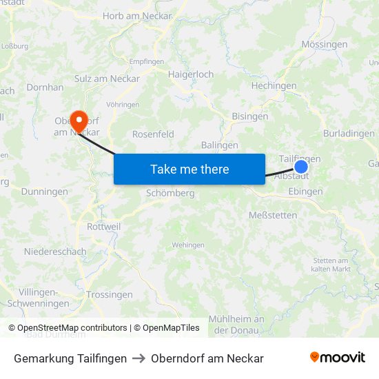 Gemarkung Tailfingen to Oberndorf am Neckar map