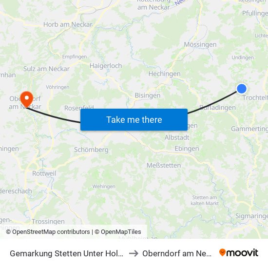 Gemarkung Stetten Unter Holstein to Oberndorf am Neckar map