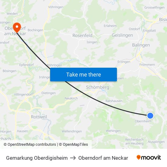 Gemarkung Oberdigisheim to Oberndorf am Neckar map