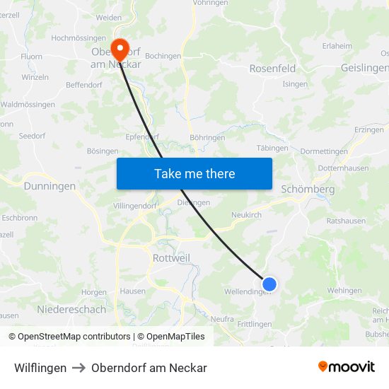 Wilflingen to Oberndorf am Neckar map