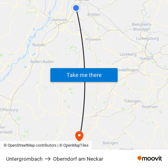 Untergrombach to Oberndorf am Neckar map