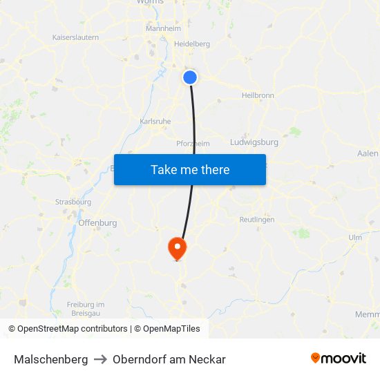 Malschenberg to Oberndorf am Neckar map