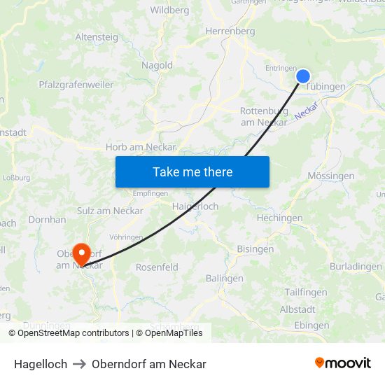 Hagelloch to Oberndorf am Neckar map