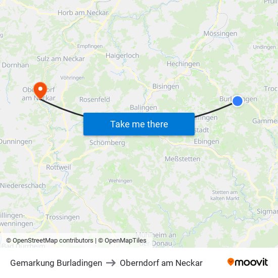 Gemarkung Burladingen to Oberndorf am Neckar map