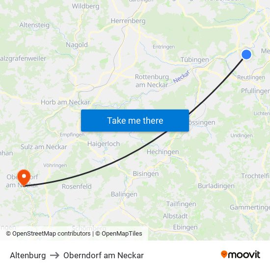 Altenburg to Oberndorf am Neckar map