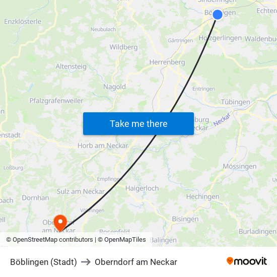 Böblingen (Stadt) to Oberndorf am Neckar map