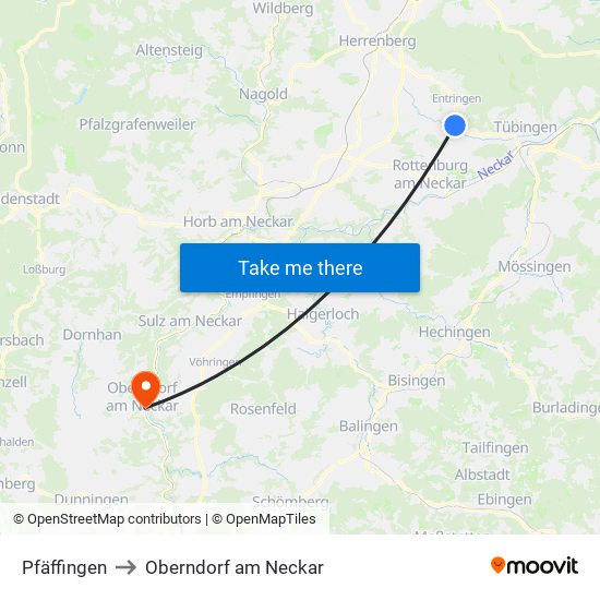 Pfäffingen to Oberndorf am Neckar map