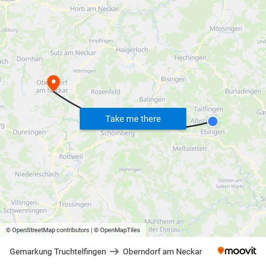 Gemarkung Truchtelfingen to Oberndorf am Neckar map