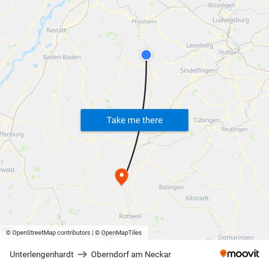 Unterlengenhardt to Oberndorf am Neckar map