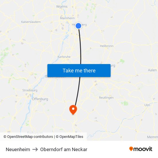 Neuenheim to Oberndorf am Neckar map