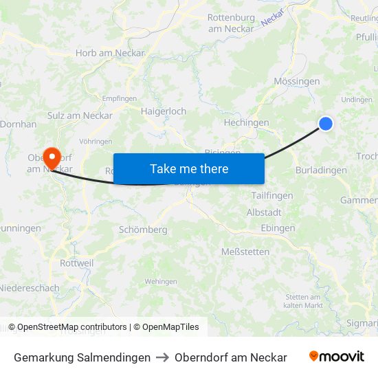 Gemarkung Salmendingen to Oberndorf am Neckar map