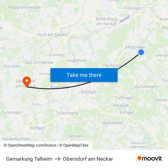 Gemarkung Talheim to Oberndorf am Neckar map