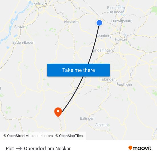 Riet to Oberndorf am Neckar map