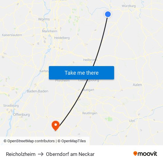 Reicholzheim to Oberndorf am Neckar map