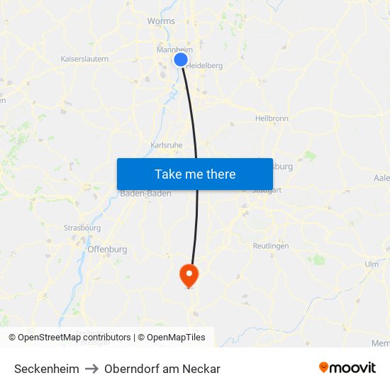 Seckenheim to Oberndorf am Neckar map