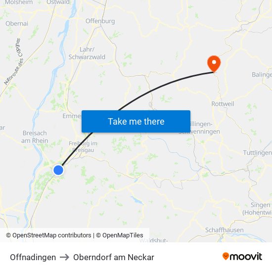 Offnadingen to Oberndorf am Neckar map