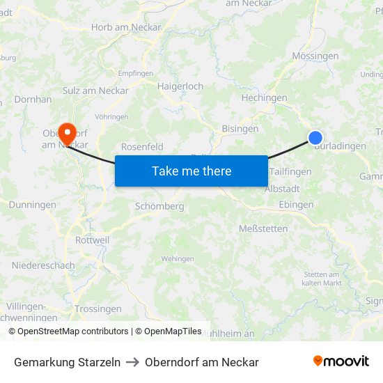 Gemarkung Starzeln to Oberndorf am Neckar map