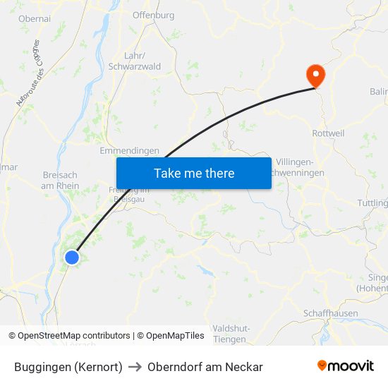 Buggingen (Kernort) to Oberndorf am Neckar map