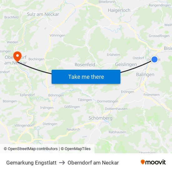 Gemarkung Engstlatt to Oberndorf am Neckar map