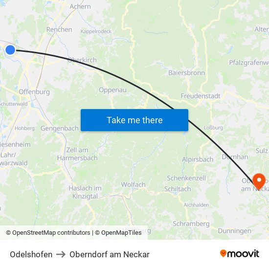 Odelshofen to Oberndorf am Neckar map