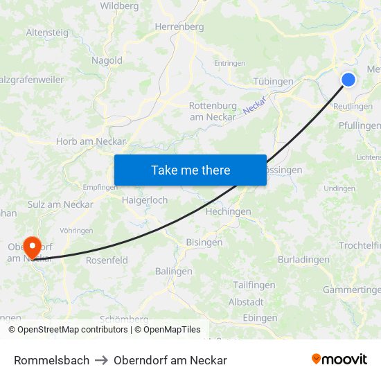 Rommelsbach to Oberndorf am Neckar map