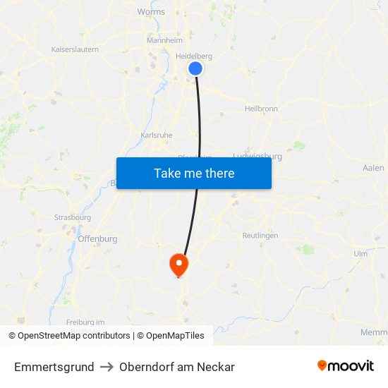 Emmertsgrund to Oberndorf am Neckar map